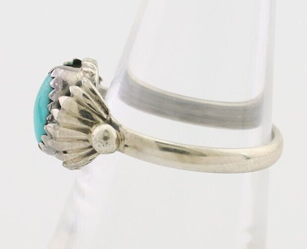 Navajo Ring 925 Silver Kingman Turquoise Native American Artist Made In 1985