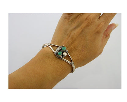 Navajo Bracelet 925 Silver Cuff Turquoise Handmade Native Artist C.80's