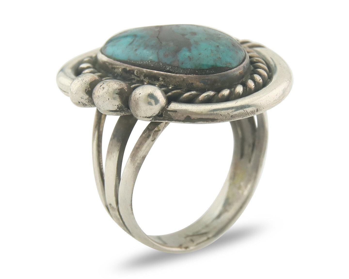 Vintage Ring 925 Sterling Authentic Turquoise Artist Signed Yazzie Size 7.25