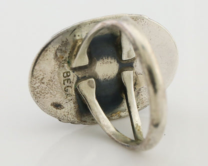 Navajo Ring 925 Silver Natural Turquoise Artist Signed M Begay C.80's