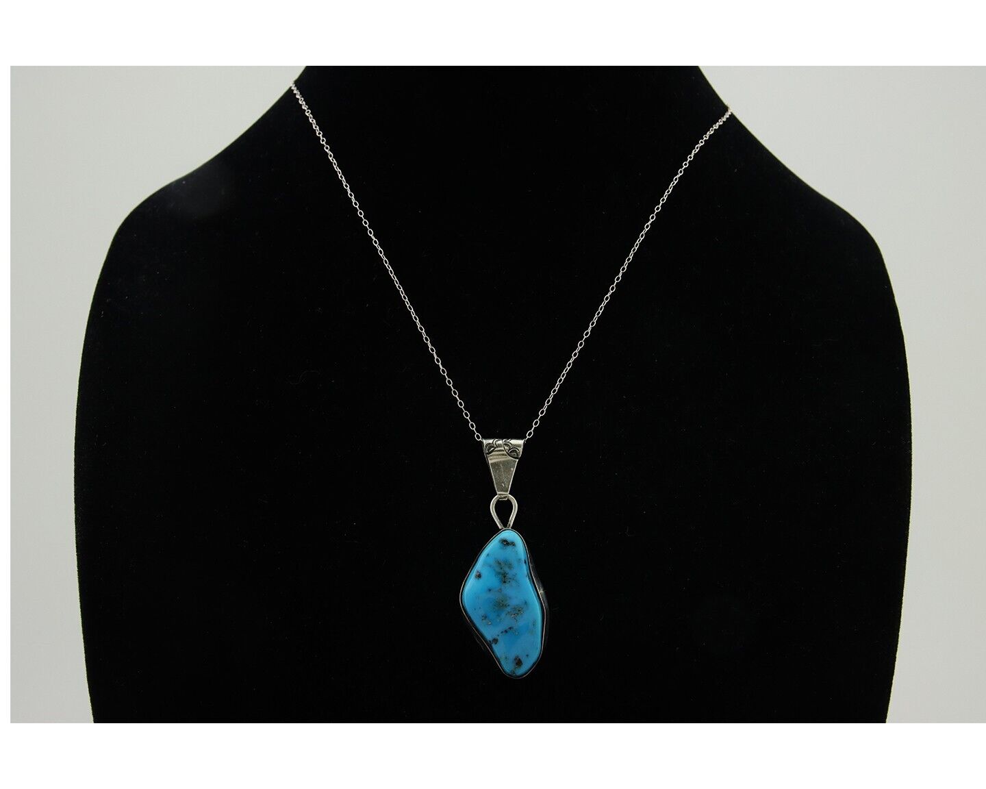 Navajo Necklace 925 Silver Blue Turquoise Artist Signed Tony Guerro C.80's