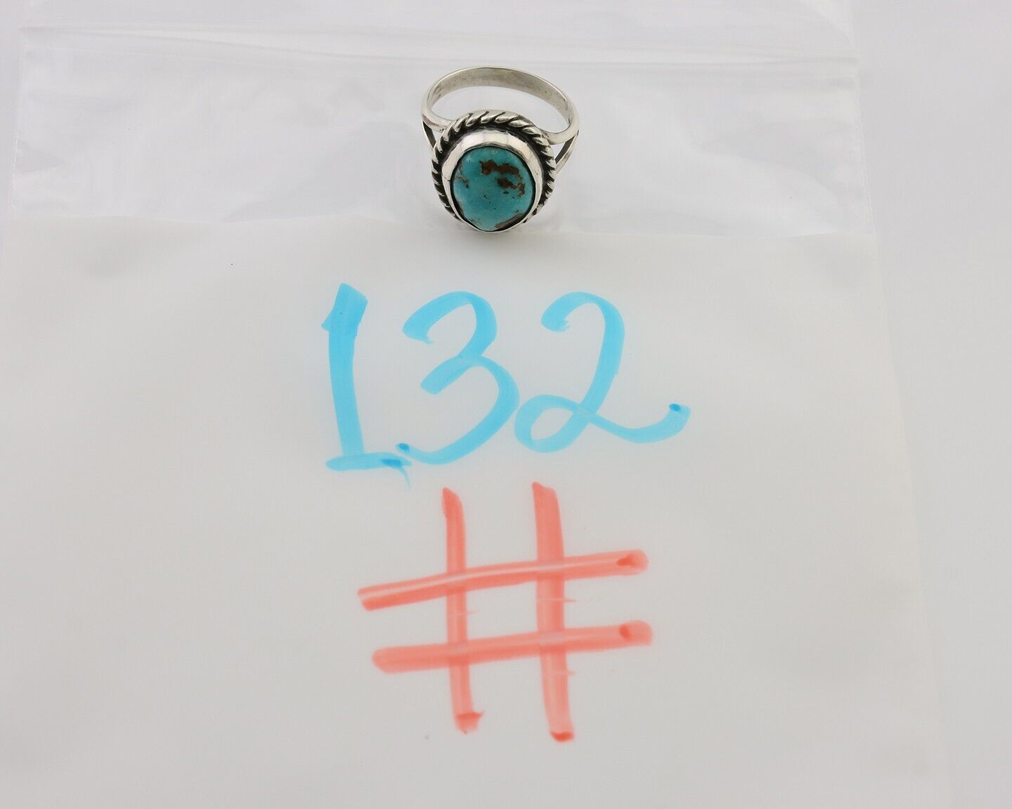 Navajo Ring 925 Silver Natural Blue Turquoise Native American Artist C.80's