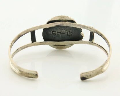 Navajo Cuff Bracelet Sterling Silver Turquoise Vintage Artist Signed C Montoya
