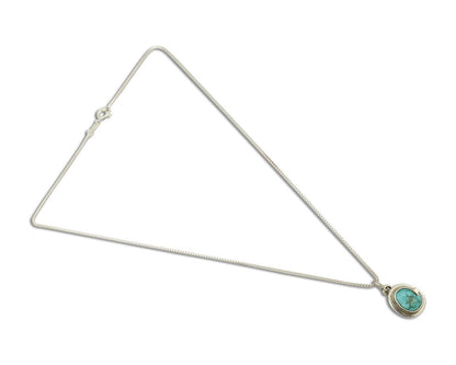 Navajo Necklace 925 Silver Natural Kingman Turquoise Native Artist C.2008