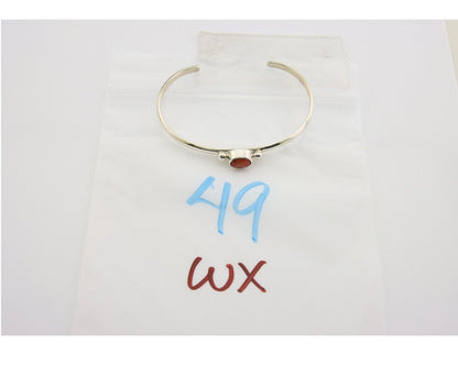 Navajo Bracelet .925 Silver Mediterranean Red Coral Cuff Native Artist C.80's