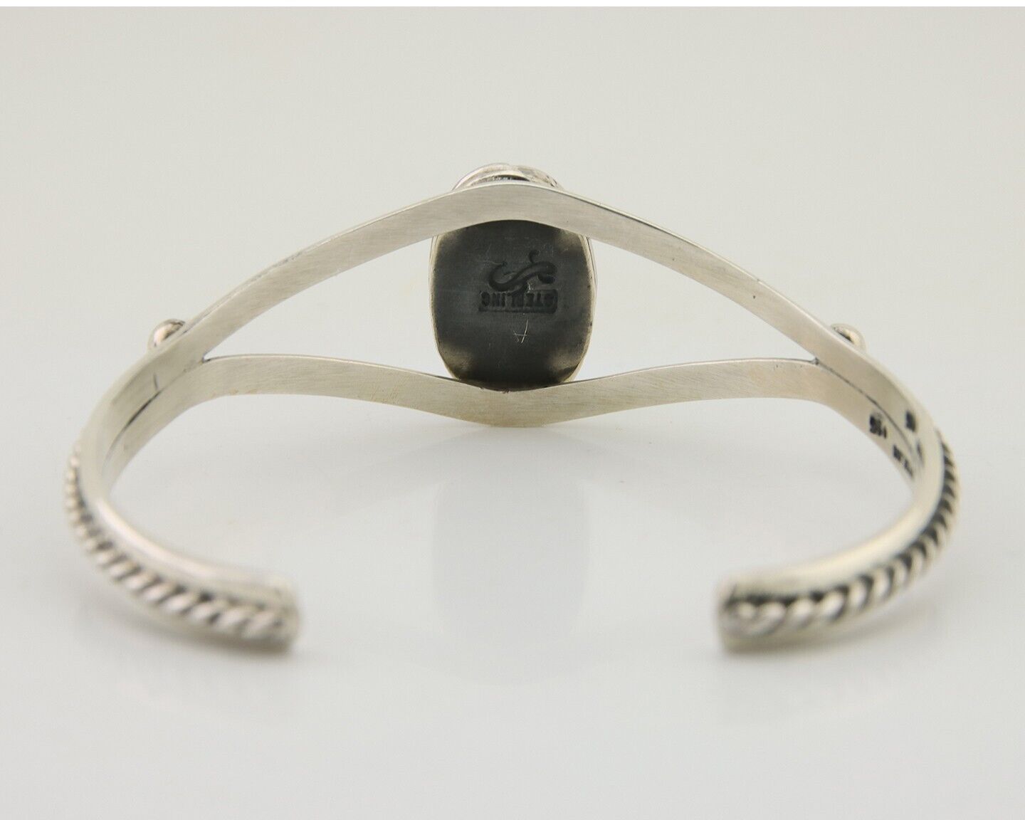 Navajo Bracelet 925 Silver Blue Turquoise Artist Signed Gecko C.80's