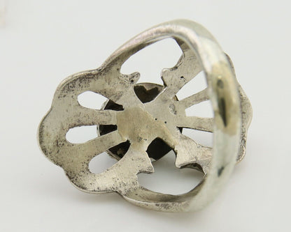 Navajo Sand Cast Ring 925 Silver Sleeping Beauty Turquoise Artist C.80's
