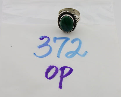 Navajo Ring 925 Silver Natural Malachite Native American Artist C.80's