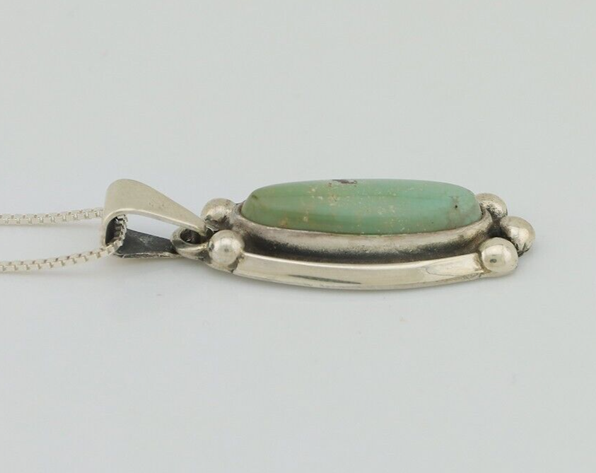 Navajo Necklace 925 Silver Natural Mined Turquoise Artist Signed Sun C.80's