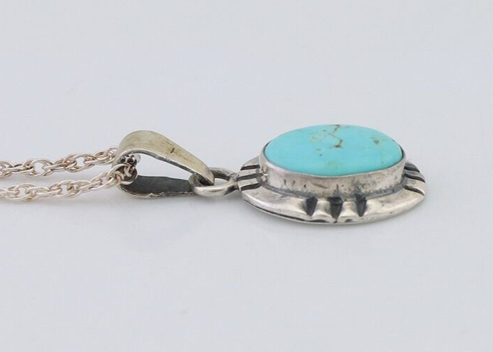 Navajo Necklace 925 Silver Natural Kingman Turquoise Native American C.80's