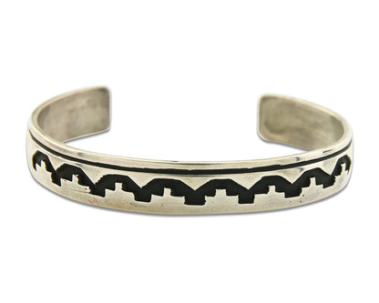 Navajo Bracelet 925 Silver Handmade Cuff Artist Signed Tom Billie C.80's
