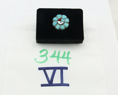 Vintage Zuni Ring 925 Sterling Silver Gemstone Signed V&N Edsitty Size 8.5