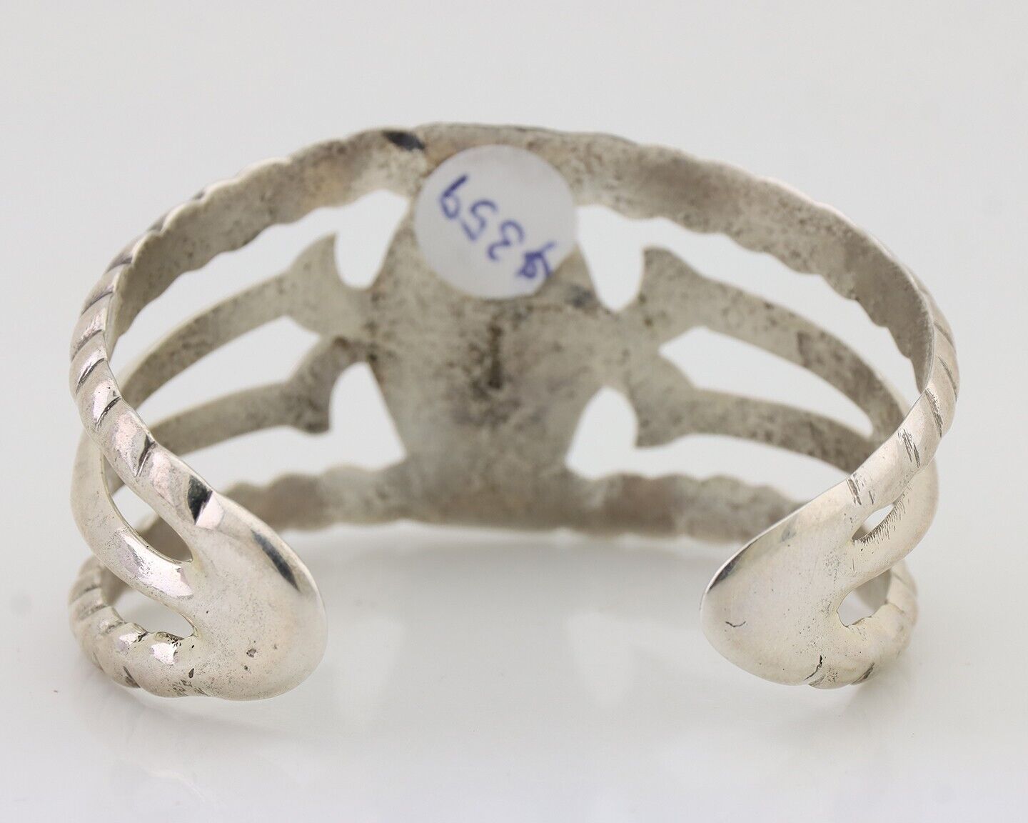 Navajo Sand Cast Cuff Bracelet 925 Silver Natural Turquoise Native Artist C.80's