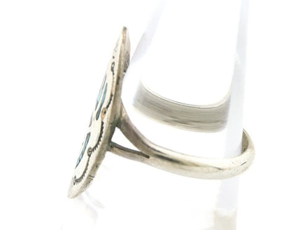 Navajo Bagger Paw Ring Sterling Silver Natural Gemstone Vintage Size 5.75
