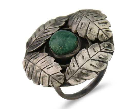 Vintage Navajo Handmade Ring 925 Silver Turquoise Native Artist Size 7.75