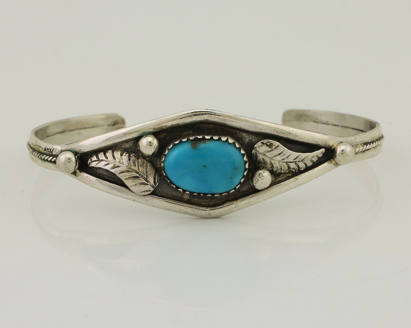 Navajo Bracelet 925 Silver Kingman Turquoise Native American Artist C.80's