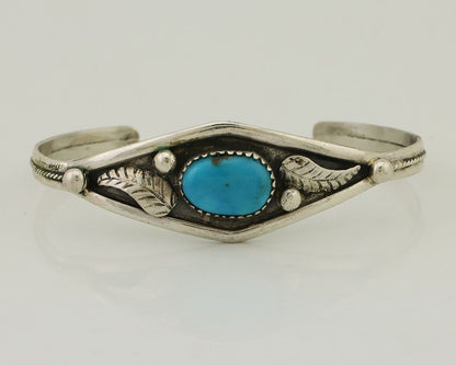 Navajo Bracelet 925 Silver Kingman Turquoise Native American Artist C.80's