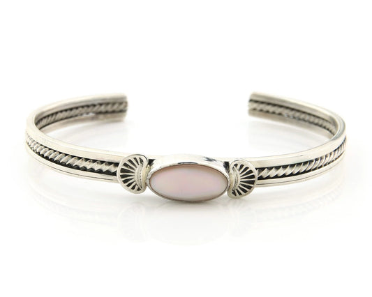 Navajo Cuff Bracelet Sterling Silver Authentic Pink Muscle Native Artist