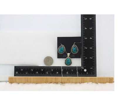 Navajo Necklace Earrings Set Sterling Silver Turquoise Vintage Signed Begay
