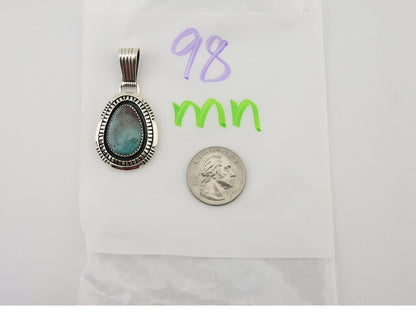 Navajo Pendant 925 Silver Natural Turquoise Artist Signed Lidia Begay C.80's