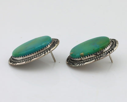 Navajo Handmade Earrings 925 Silver Turquoise Native American Artist C.80s