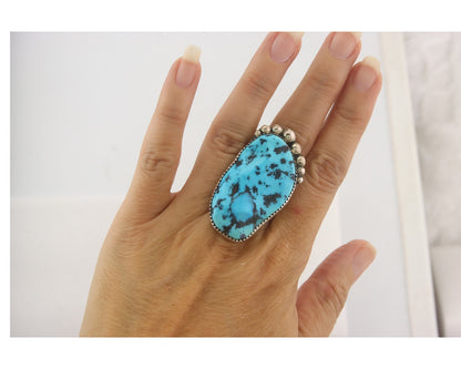 Vintage Navajo Ring 925 Sterling Authentic Turquoise Signed Phil Zachary Sz 8.0