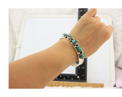 Navajo Bracelet Sterling Silver Nevada Turquoise Artist Signed C Jones