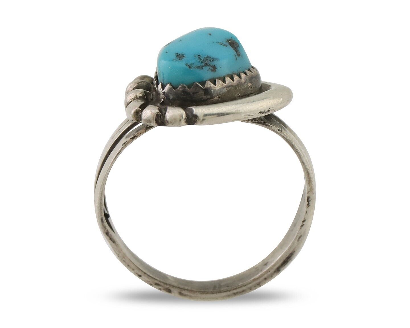 Navajo Ring 925 Silver Sleeping Beauty Turquoise Native American Artist C.80's