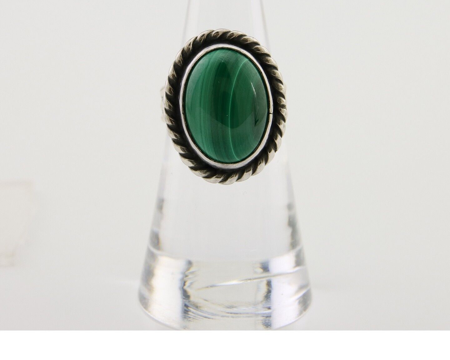 Navajo Ring 925 Silver Natural Malachite Native American Artist C.80's