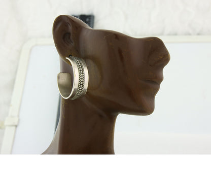 Navajo Hoop Earrings Sterling Silver Vintage Authentic Signed Ron Yazzie