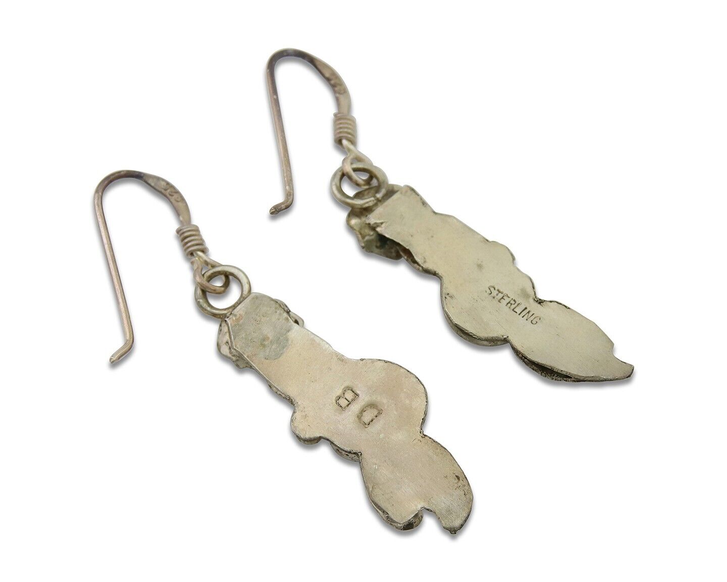 Navajo Earrings 925 Silver Handmade Natural Onyx Signed DB C.80's