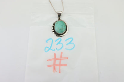 Navajo Pendant 925 Silver Kingman Turquoise Signed Sun Rise C.90's