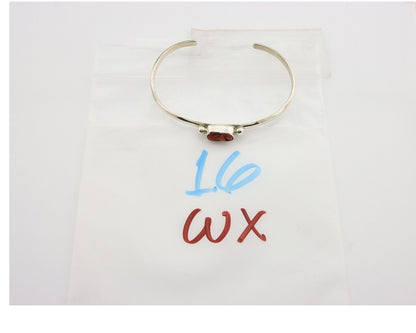 Navajo Bracelet .925 Silver Mediterranean Red Coral Cuff Native Artist C.80's