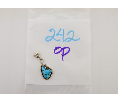 Navajo Sleeping Beauty Turquoise Pendant 925 Silver Signed Tony Guerro C.80's