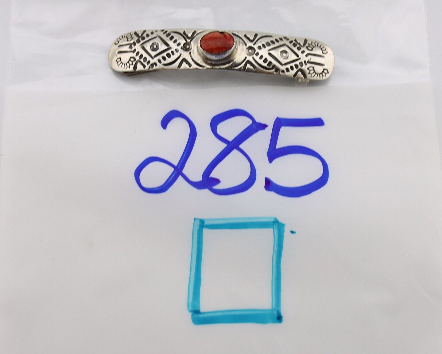 Women Navajo Hair Clip Barrette 925 Silver White Red Spiney Oyster Native Artist