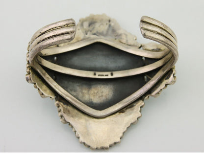 Men Navajo Bracelet 925 Silver Natural Blue Turquoise Signed BS C.80's