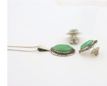 Navajo Necklace Earrings Set Sterling Silver Turquoise Vintage Signed M Begay