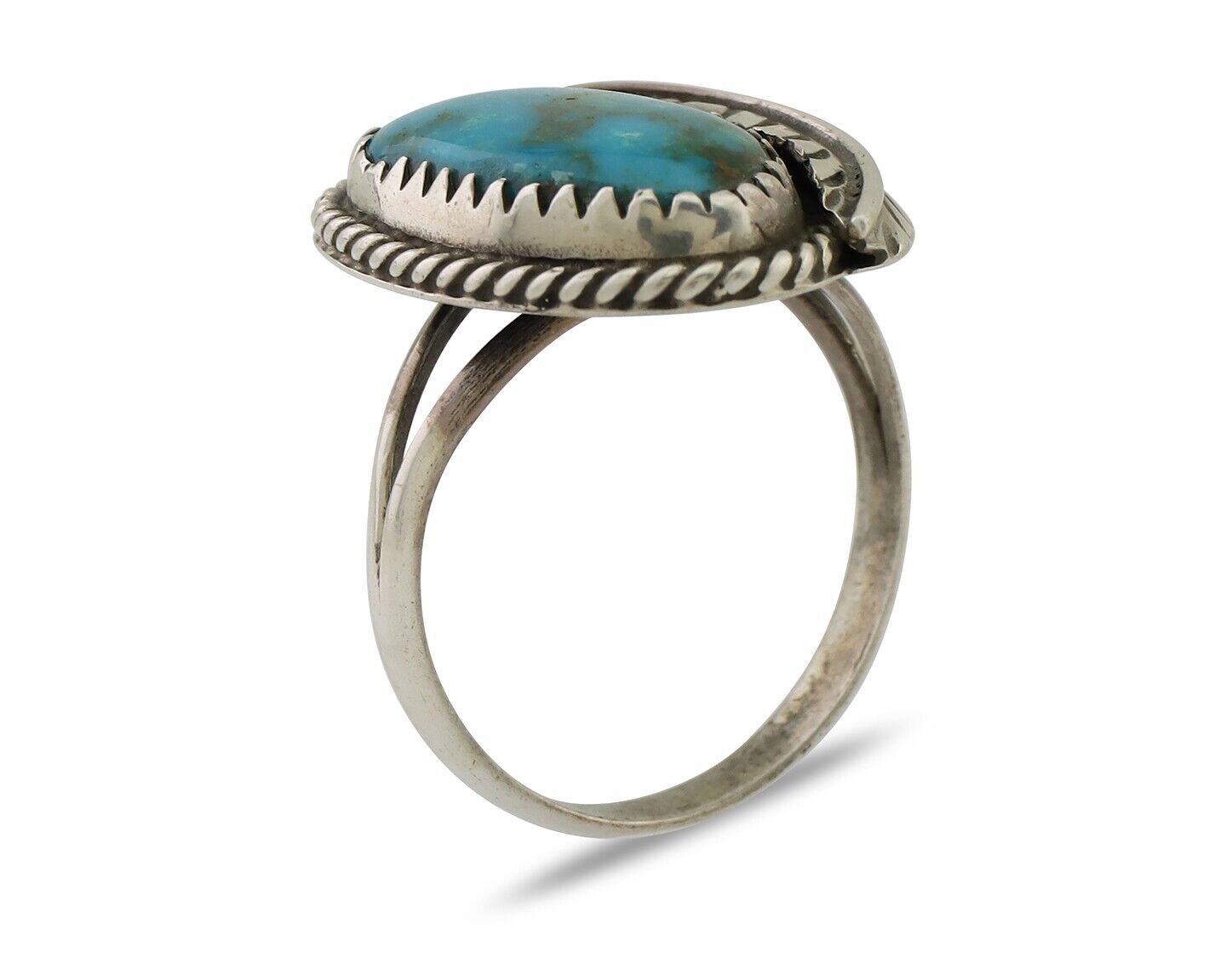 Navajo Handmade Ring 925 Silver Kingman Turquoise Native American Artist C.80's