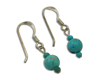 Navajo Dangle Earrings 925 Silver Natural Turquoise Native Artist C.80's