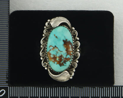 Traditional Navajo Ring Sterling Silver Authentic Turquoise Handmade Size 8.0