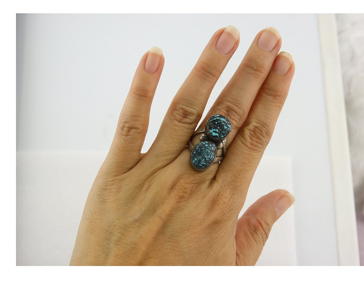Vintage Navajo Ring 925 Sterling Silver Turquoise Handmade Size 5.75