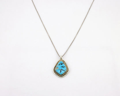 Navajo Necklace 925 Silver Blue Gem Turquoise Native Artist Signed DZ C.80's