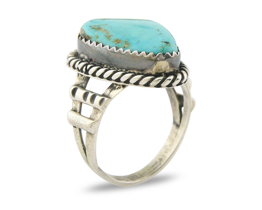 Vintage Navajo Ring 925 Sterling Silver Authentic Turquoise Size 7.0