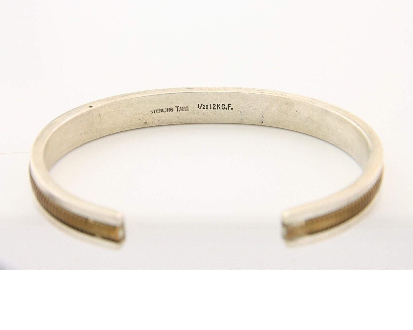 Navajo Bracelet 925 Silver & 12k Yellow Gold Filled Signed TAHE C.80's