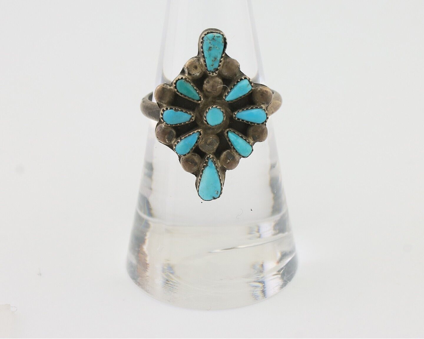 Vintage Handmade Navajo Ring Turquoise 925 Silver Size 7.25 C.80's