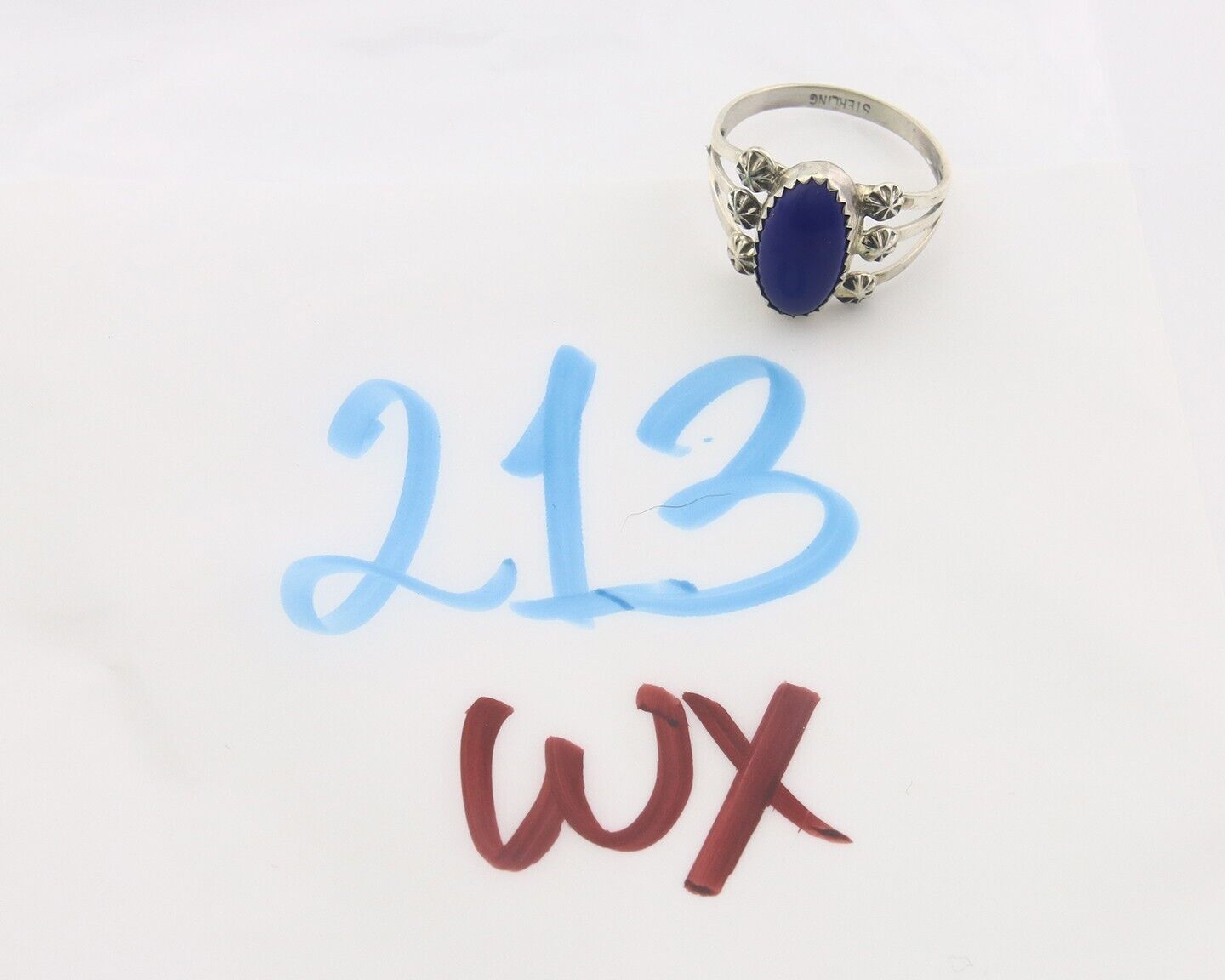 Navajo Ring 925 Sterling Natural Lapis Handmade Native Artist C.80's