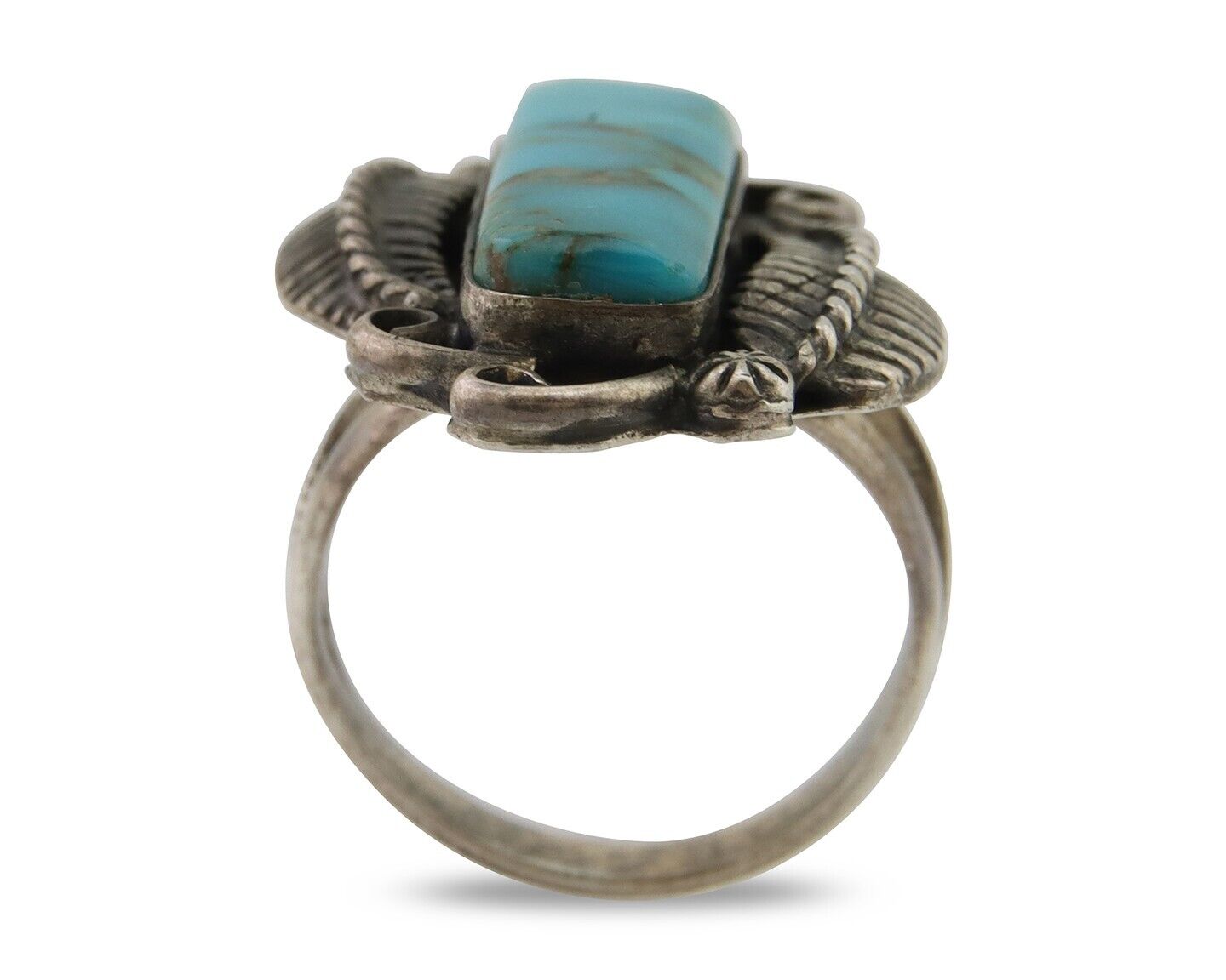 Navajo Handmade Ring 925 Silver Natural Turquoise Native Artist C.80's