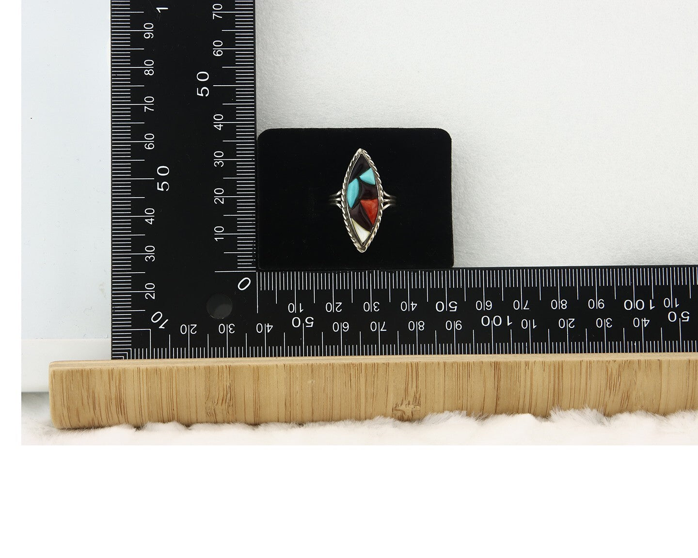 Vintage Zuni Ring 925 Sterling Silver Natural Gemstone Signed R & GT Size 6.0