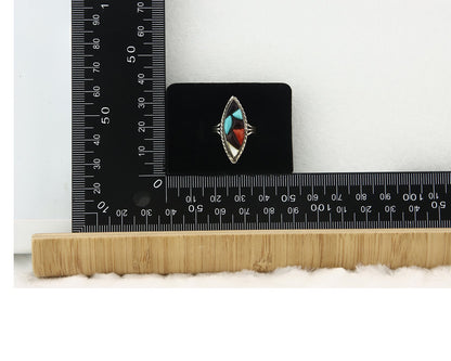 Vintage Zuni Ring 925 Sterling Silver Natural Gemstone Signed R & GT Size 6.0