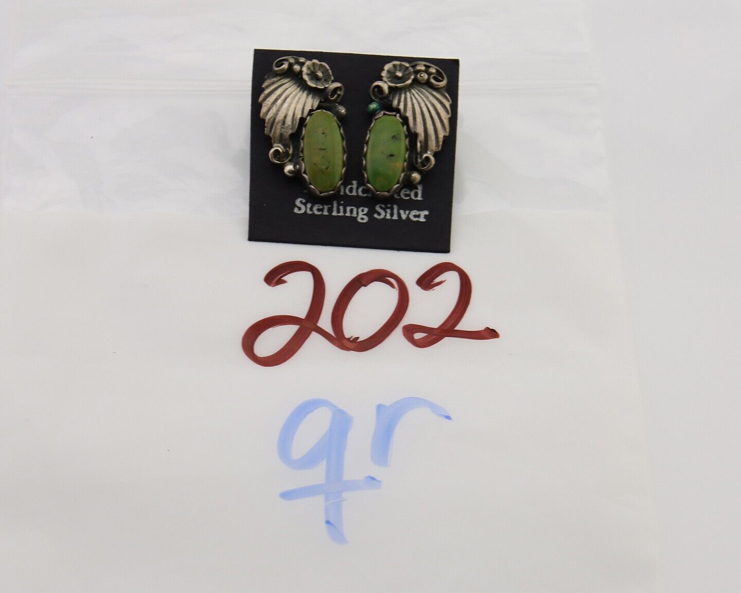 Navajo Handmade Earrings 925 Silver Natural Turquoise Native Artist C.80's